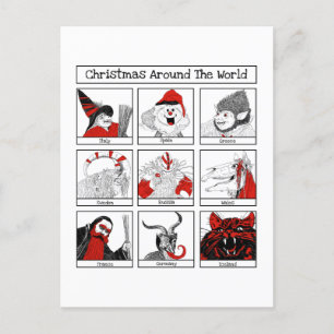 Cartão Postal Caracteres De Natal À Volta Da Ilustração Mundi