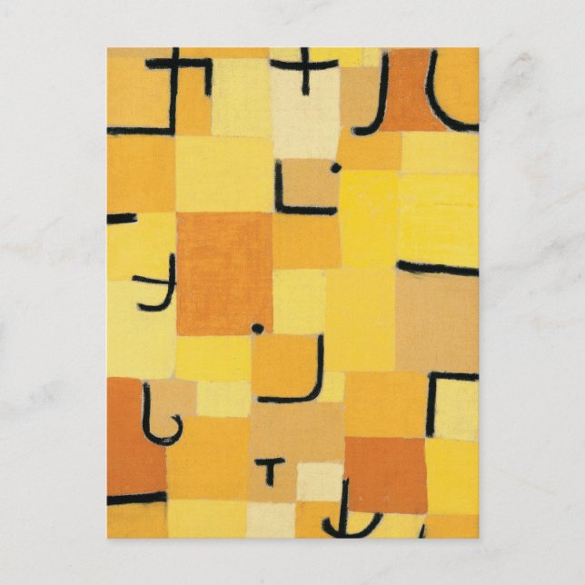 Cartão Postal Caracteres no Abstrato amarelo Paul Klee (Frente)