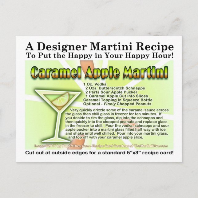 Cartão Postal Caramel Apple Candy Martini Cartão-postal (Frente)