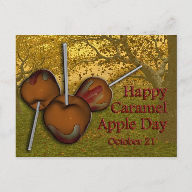 Cartão Postal Caramel Apple Day Postcard 21 de outubro (Frente)