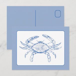 Cartão Postal Caranguejo Branco e Azul Costeiro