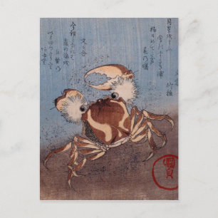 Cartão Postal Caranguejo no litoral por Utagawa Kunisada