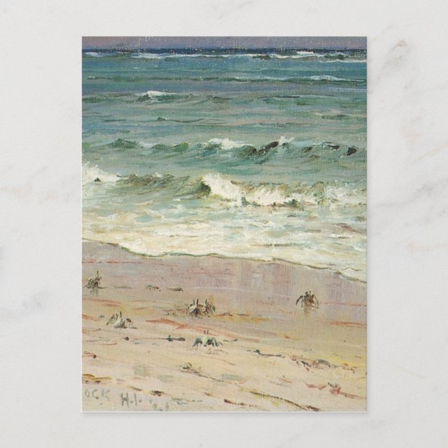 Cartão Postal Caranguejos na praia por D. Howard Hitchcock (Frente)