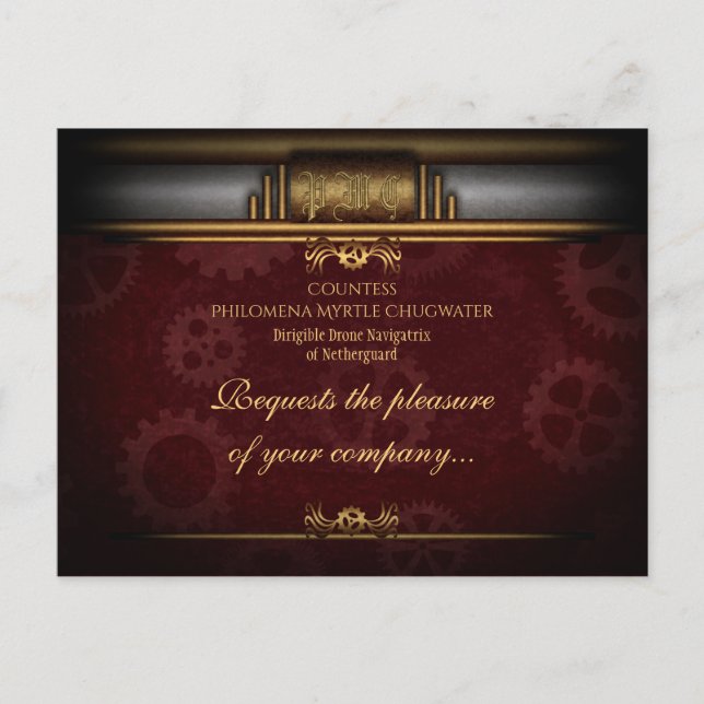 Cartão Postal Caráter, latão e marroon de Steampunk (Frente)