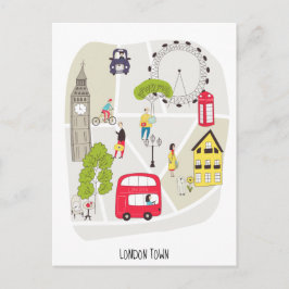 Cartão Postal Carateres de Pontos de Mapa de Artsy em Londres Na