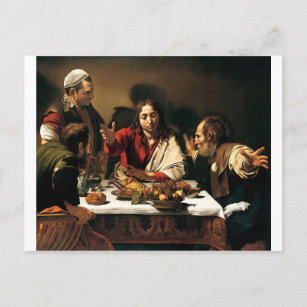 Cartão Postal Caravaggio - Ceia em Emaús - Pintura Clássica