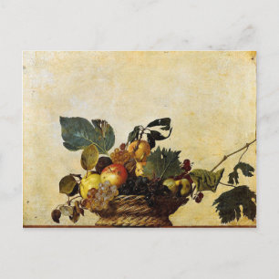 Cartão Postal Caravaggio - Cesta de Fruta - Trabalho de arte cl
