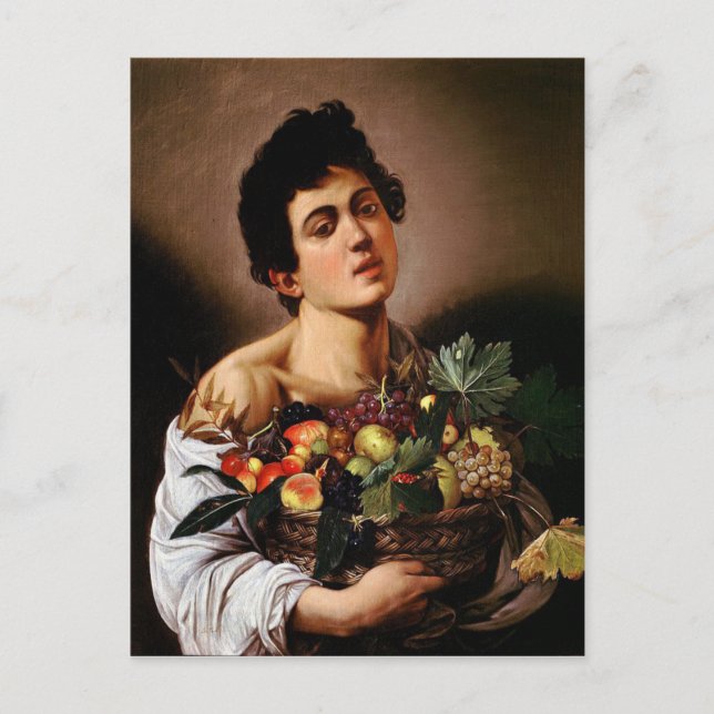 Cartão Postal Caravaggio - Garoto com uma Cesta de Fruta (Frente)