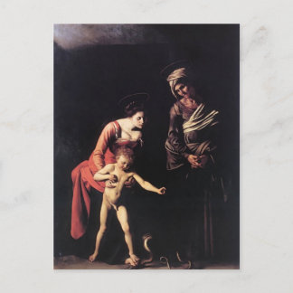 Cartão Postal Caravaggio, Madonna e Criança com Rua. Anne