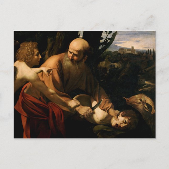 Cartão Postal Caravaggio - Sacrifício de Isaac (Frente)