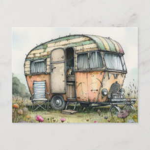 Cartão Postal Caravana Excêntrica e Desgastada pelo Tempo em Est