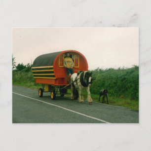 Cartão Postal Caravana puxada por cavalos, Co. Kerry, Irlanda