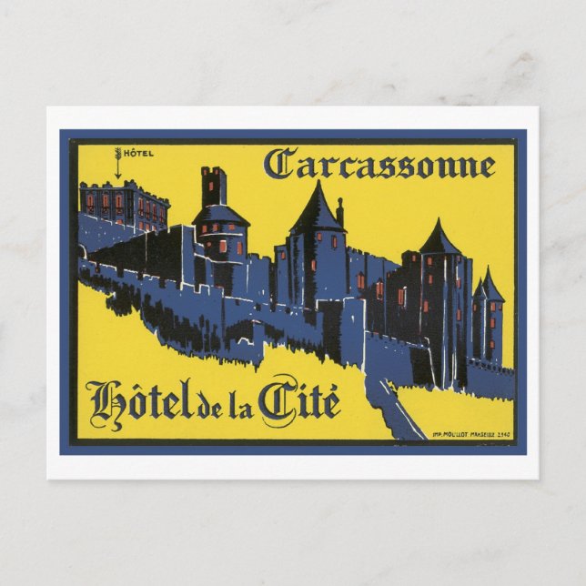 Cartão Postal Carcassonne Hotel de la Cite (Frente)