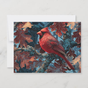 Cartão Postal Cardeal Vermelho Empreendido na Ramificação