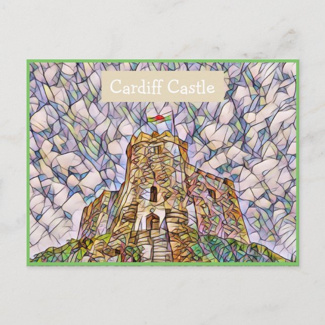 Cartão Postal Cardiff Castle, Wales, UK Mosaic Effect Postcard (Frente)