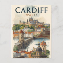 Cardiff País de Gales Viagem Retro Vintage