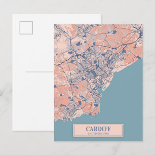 Cartão Postal Cardiff Reino Unido Mapa da Cidade Ventilada Viage