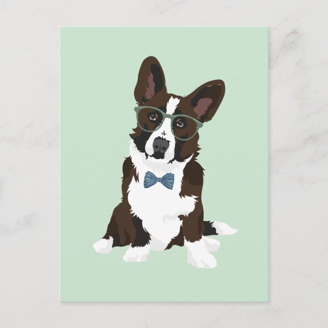 Cartão Postal Cardigan Welsh Corgi, Hipster legal, para amantes  (Frente)