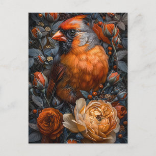 Cartão Postal Cardinal e Rosas
