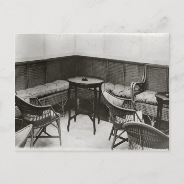 Cartão Postal Cardington, nave R101, Sala de fumagem (Frente)