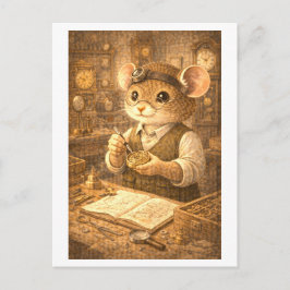 Cartão Postal Career Mouse as Clock Maker