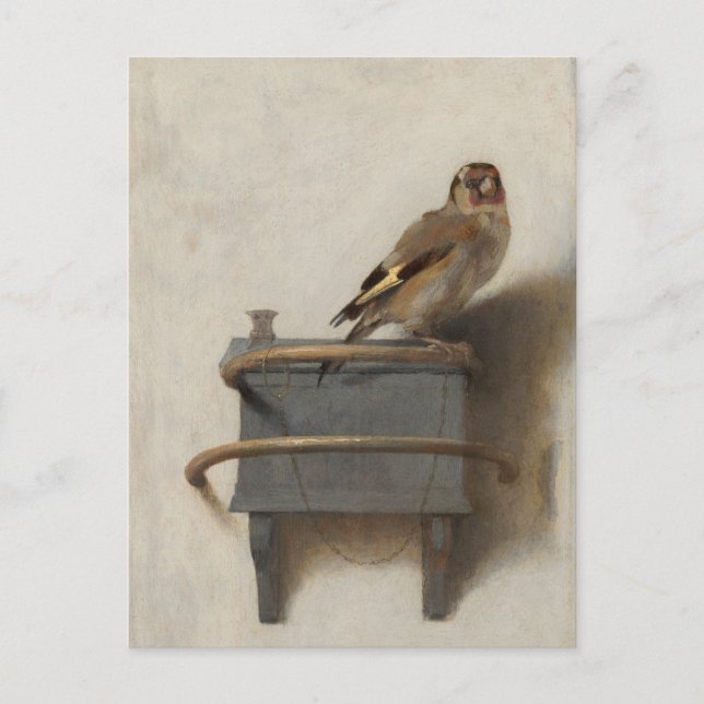 Cartão Postal Carel Fabritius, O Pintassilgo - Arte Fina do séc. (Frente)