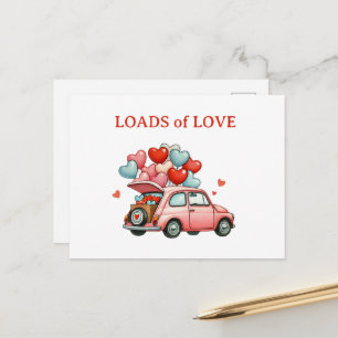 Cartão Postal Cargas de Amor - Postcard de Balão Coração de Carr