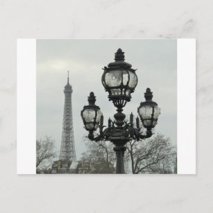 Cartão Postal Cargo da lâmpada de Paris e cena da torre Eiffel