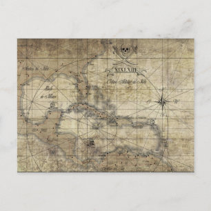 Cartão Postal Caribe - mapa antigo