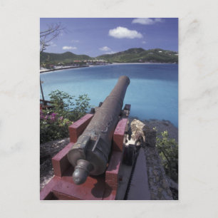 Cartão Postal CARIBE, St. Barts, canhão apontando para a Baía de