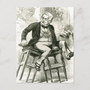 Cartão Postal Caricatura de Adolphe Thiers entre dois