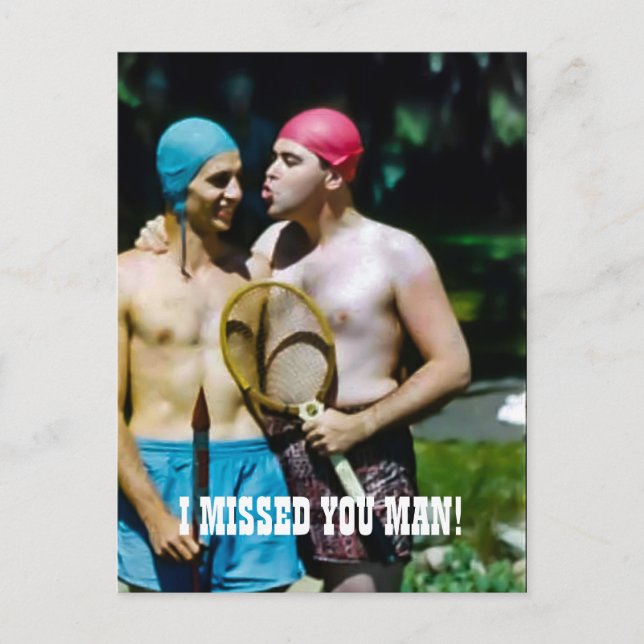 CARTÃO POSTAL CARICATURA DE AMIZADE MASCULINA ENGRAÇADA PÓS COVI (Frente)