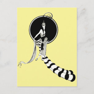 Cartão Postal Caricatura de Mulher em Lugar Extravagante