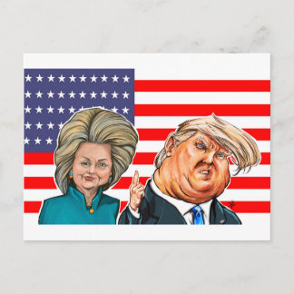 Cartão Postal Caricatura de Trump e Hillary