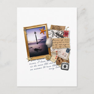 Cartão Postal Carimbo/Colagem "Tempo"