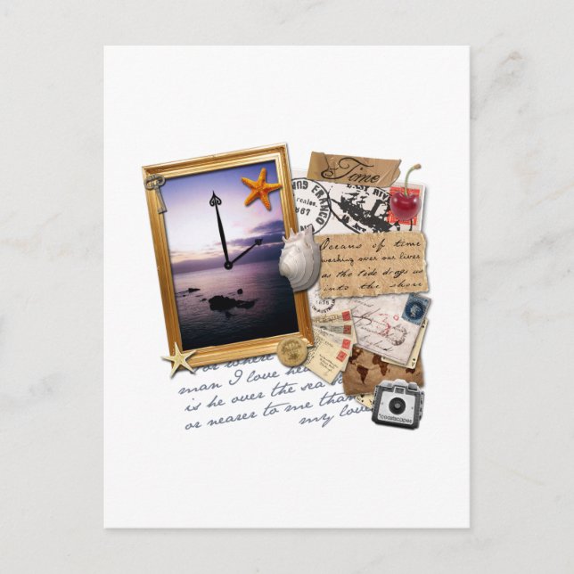 Cartão Postal Carimbo/Colagem "Tempo" (Frente)