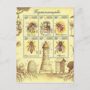 Cartão Postal Carimbo de Apicultura Ucraniano