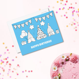Cartão Postal Carimbo de Gnome de Feliz Aniversário Fofo
