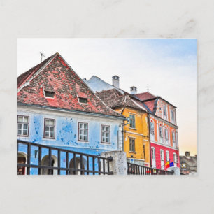 Cartão Postal Carimbo dos edifícios Sibiu