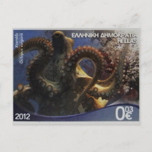 Cartão Postal Carimbo grego polvo comum