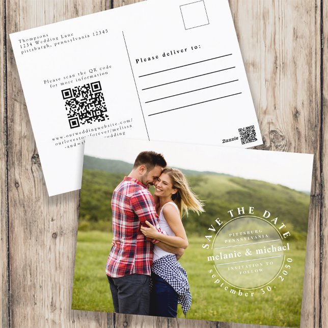 Cartão Postal Carimbo Minimalista de Fotografia Simples Moderna (Criador carregado)