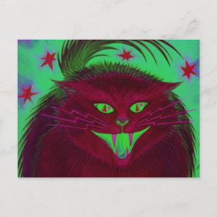 Cartão Postal Carimbo vermelho de gato assustador horizontal