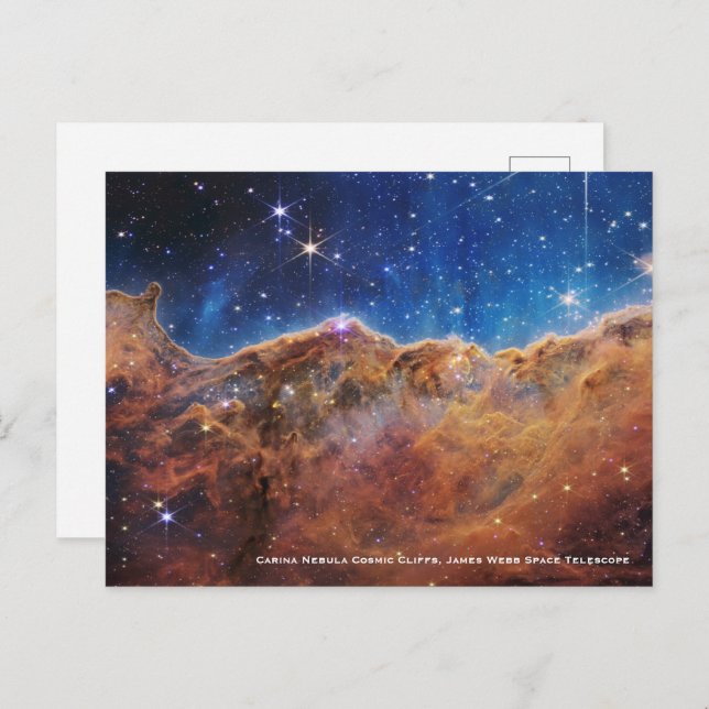 Cartão Postal Carina Nebula Cliff Cósmicos James Webb Hi-Res (Frente/Verso)
