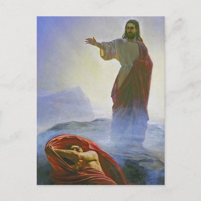 Cartão Postal Carl Heinrich Bloch - Jesus Tempestade GC (Frente)