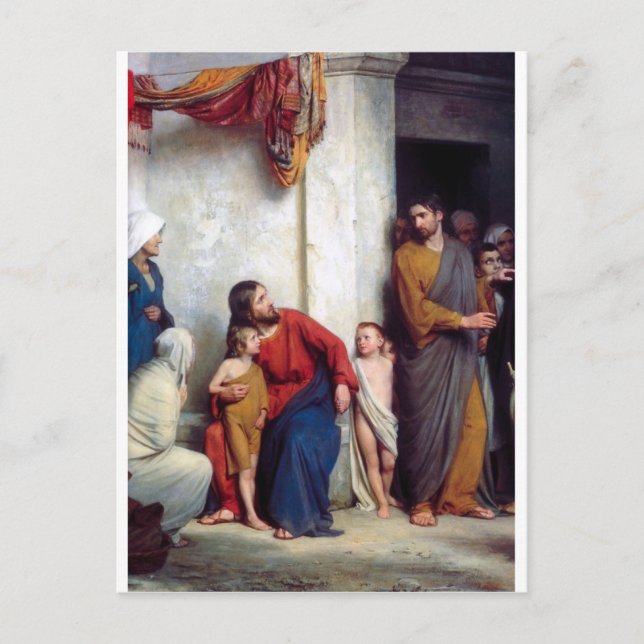 Cartão Postal Carl Heinrich Bloch - Sofre as Crianças (Frente)