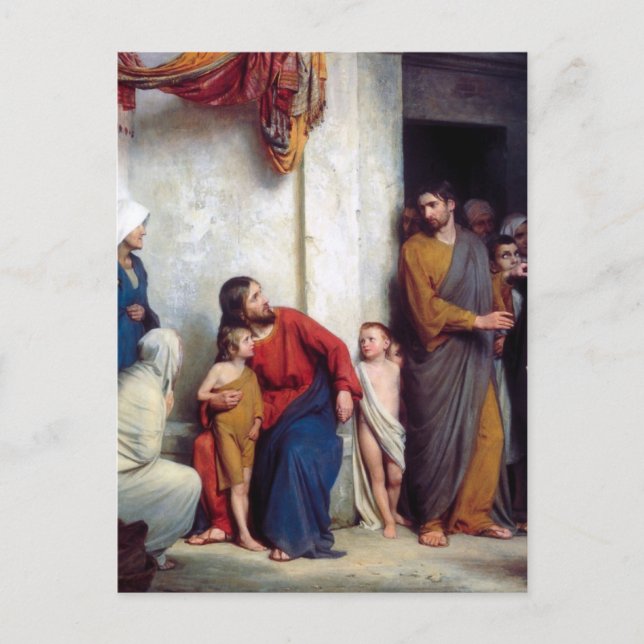 Cartão Postal Carl Heinrich Bloch - Sofre as Crianças (Frente)