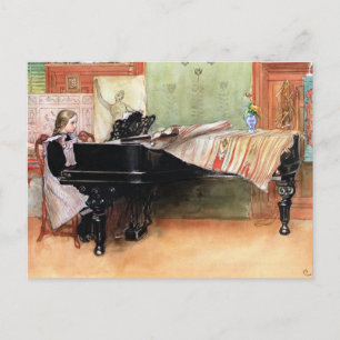 Cartão Postal Carl Larsson art: Tocando Escalas