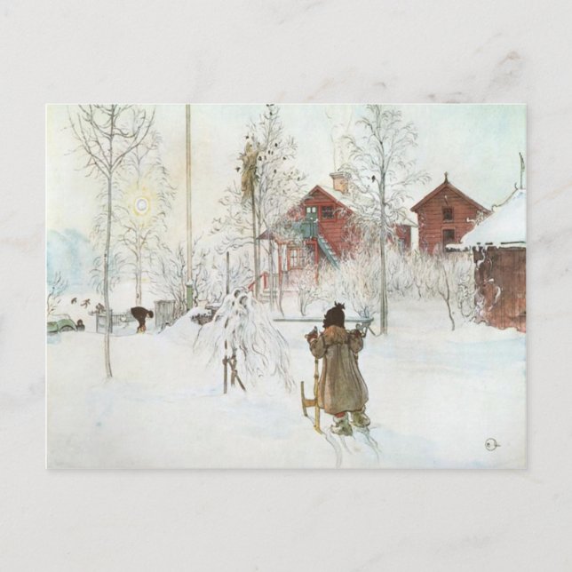 Cartão Postal Carl Larsson Front Yard e Wash House (Frente)