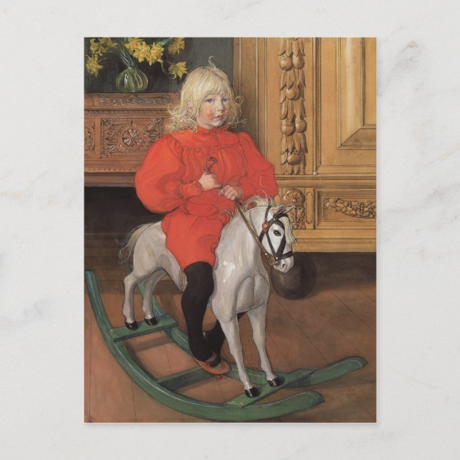 Cartão Postal Carl Larsson Murre Boy a cavalo de balanço (Frente)