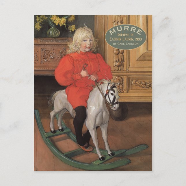 Cartão Postal Carl Larsson Murre Boy no cavalo de balanço CC1063 (Frente)